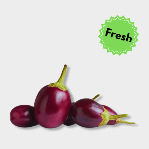 Get ready to cook delicious dishes! GrosGo delivers fresh, round brinjal (eggplant) right to your door. Shop now for all your favorite eggplant recipes! , image