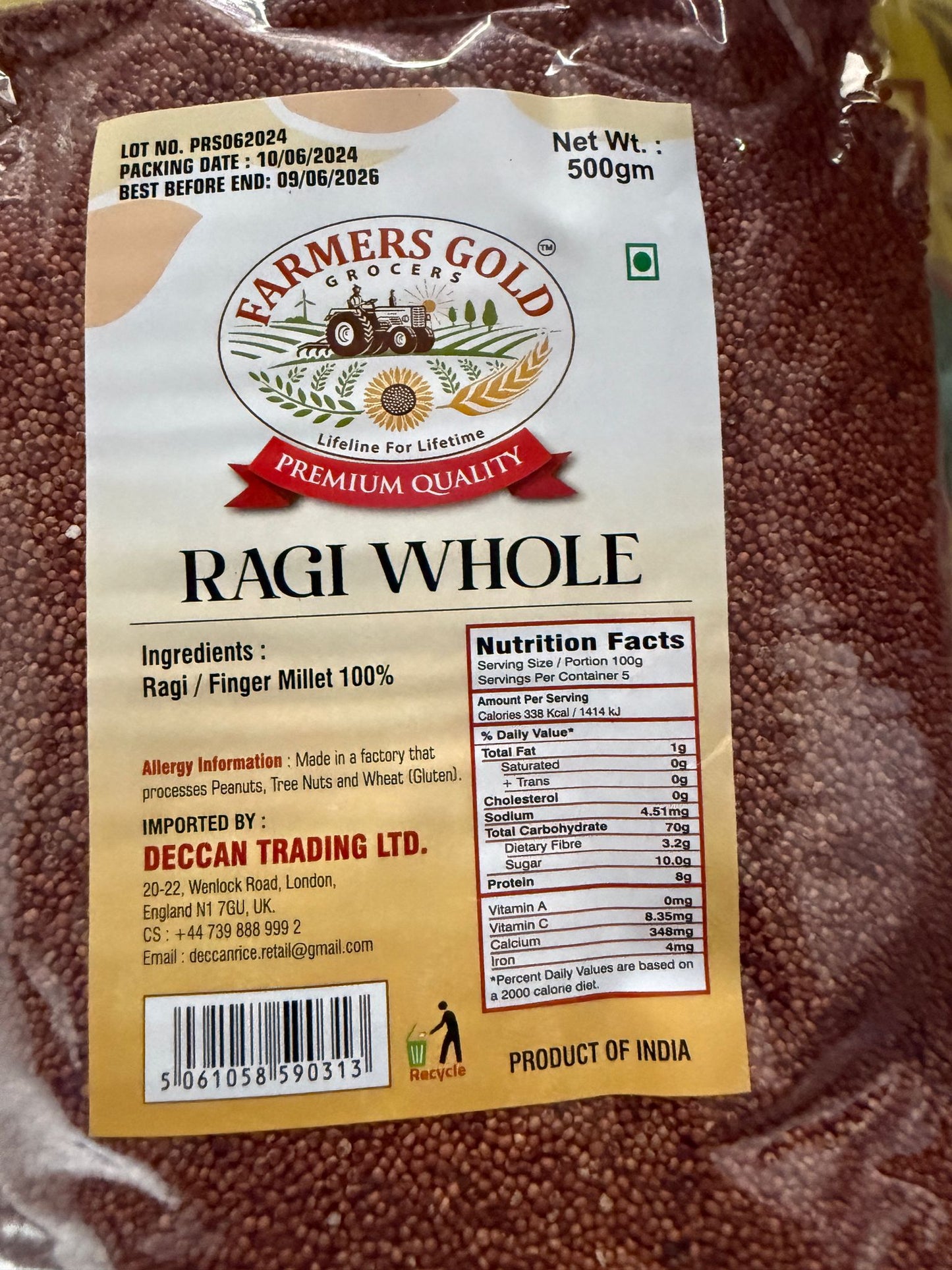 Ragi whole / Finger Millets 500g