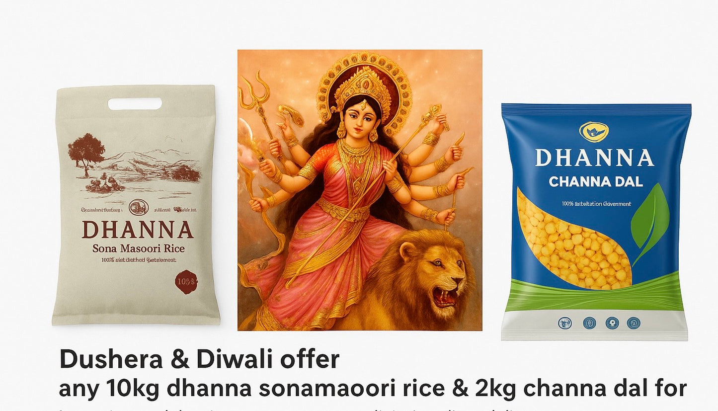 10kg Rice Dhana Sonamasuri rice+ 2kg Yellow Moong Dal