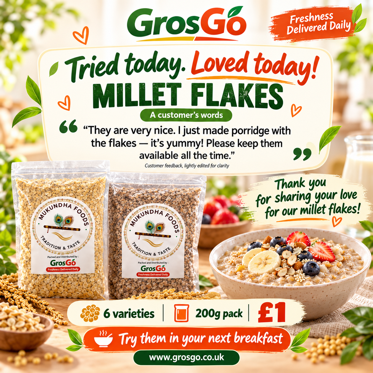 Millet flakes-Ask your variety after placing the order