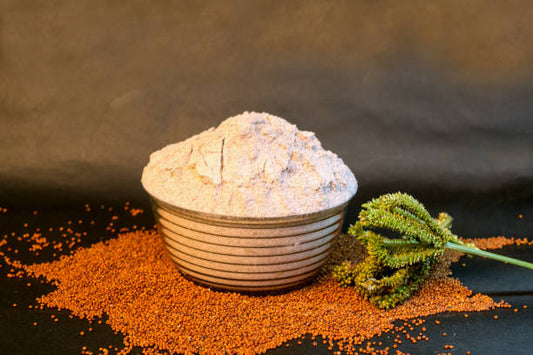 Unlock the Power of Ragi Flour: A Gluten-Free Superfood!  GrosGo delivers nutritious ragi flour, perfect for gluten-free rotis, dosa, and a variety of healthy recipes. Packed with essential nutrients, ragi flour is a delicious way to boost your diet. Shop now and explore the world of gluten-free goodness! front image