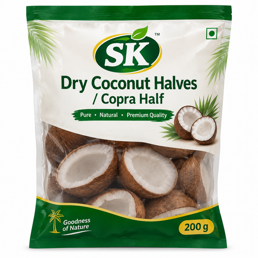 SK Dry Coconut Halves / Copra Half Pack -200g