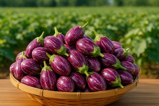 Pink Stripe Brinjal Round/Baingan Round - Mixed Size