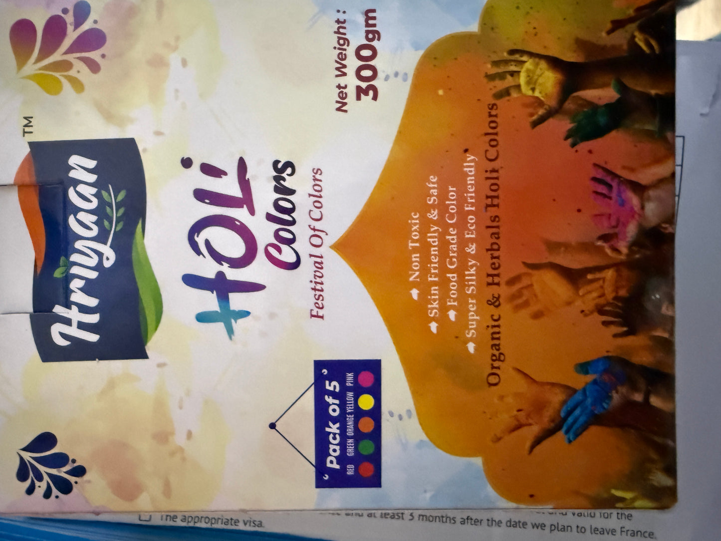 Holi colours X5 pack