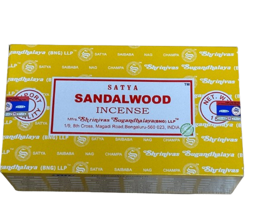 Buy Satya Sandalwood Incense Sticks – rich, calming fragrance ideal for meditation, relaxation, and spiritual rituals. Perfect for creating a peaceful ambiance

