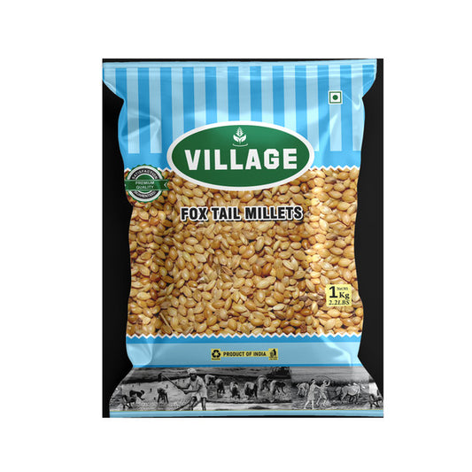 Buy Village Foxtail Millets – gluten-free, rich in fiber and antioxidants, perfect for heart health and blood sugar management. Ideal for healthy, balanced meals!