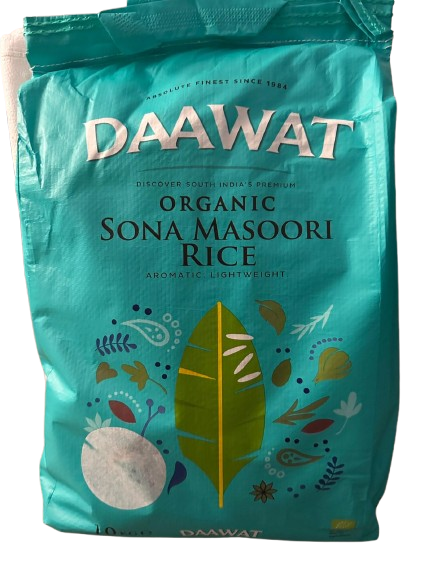 Buy Daawat Organic Sona Masoori Rice – premium quality, naturally grown, long-grain rice perfect for everyday meals and special dishes. Aromatic, light, and easy to digest!