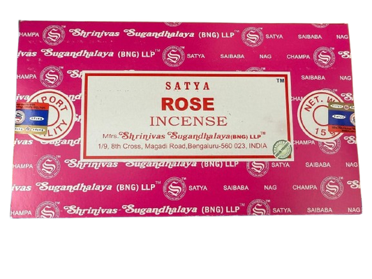 Buy Satya Rose Incense – premium quality incense with a soothing rose fragrance, ideal for meditation, relaxation, and creating a peaceful atmosphere in your home.